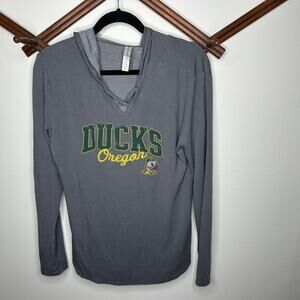 Oregon Ducks Gray Hooded Long Sleeve Top
